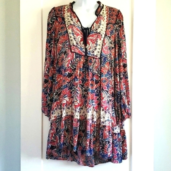 NWOT Anthropologie Spliced Bohemian Flowy Tunic Mini Dress - Picture 7 of 9